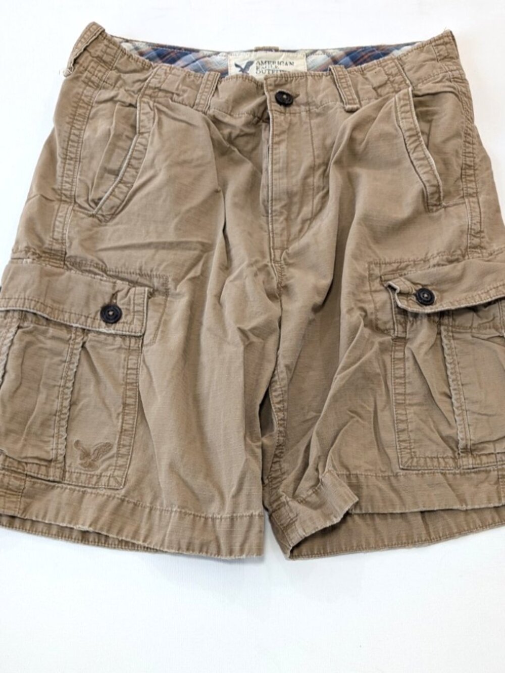 American Eagle Classic Fit Ripstop Cargo Shorts Mens 32 Tan Khaki Y2K